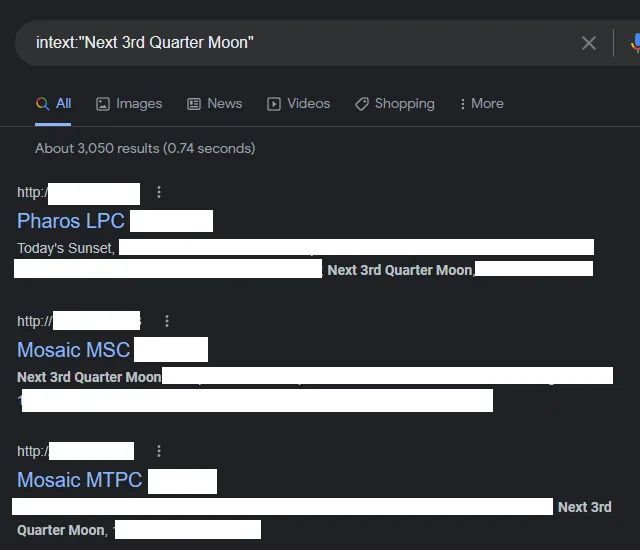 Google search results showing exposed controllers