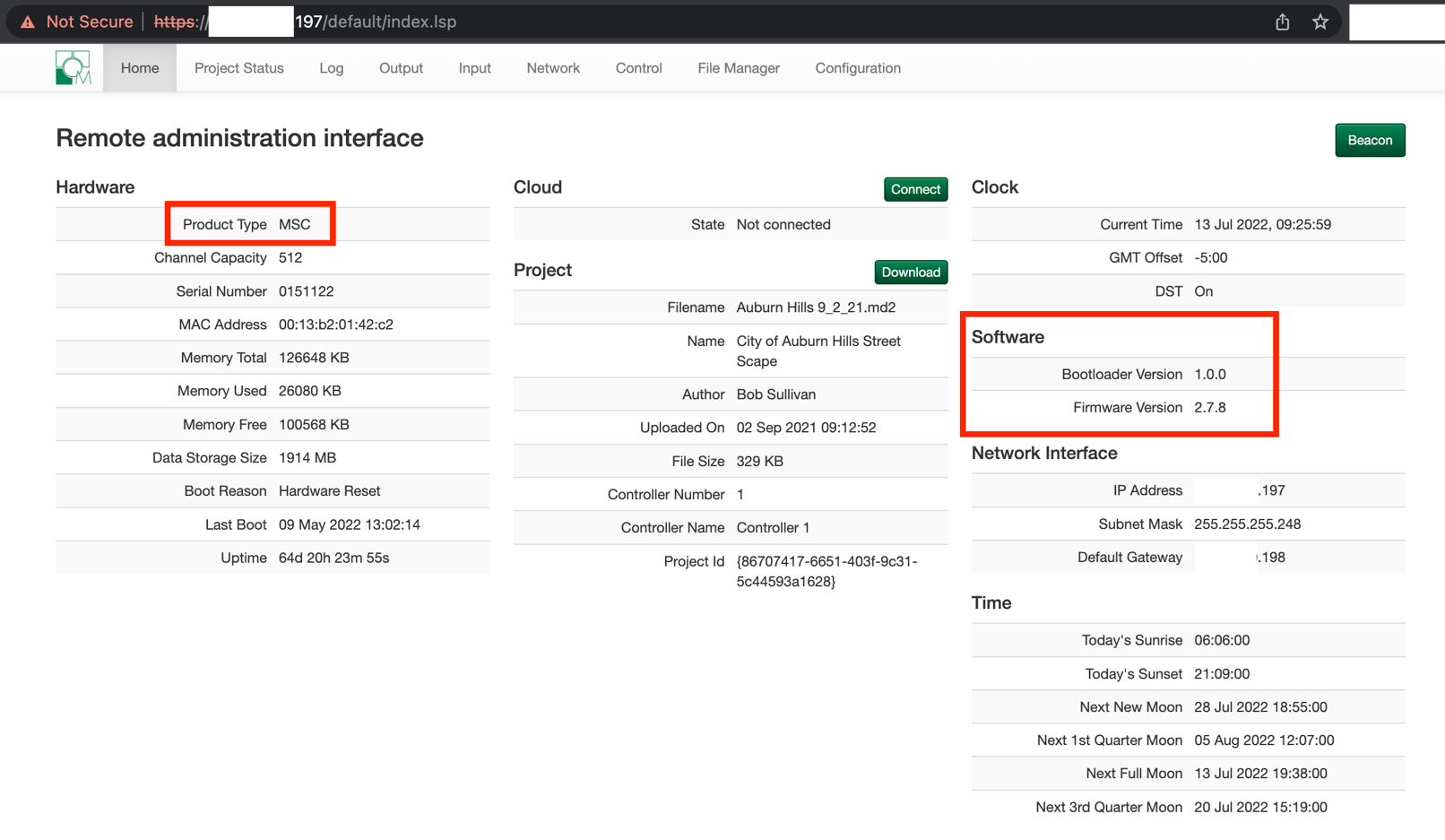Exposed controller information