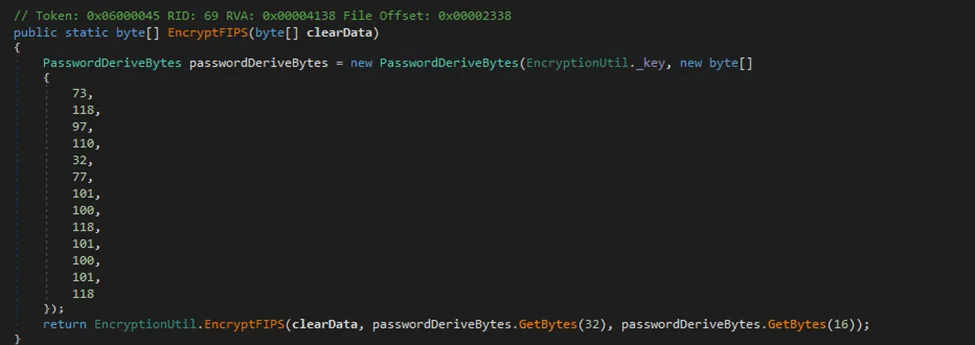 FIPS encrypt function with static salt