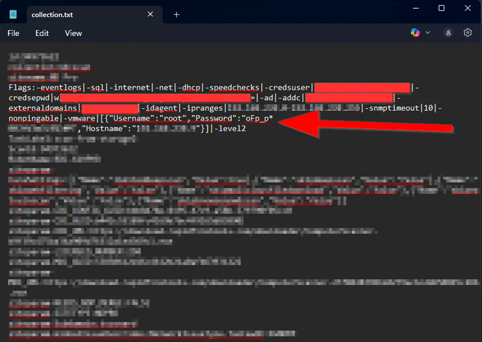 Cleartext password in collection.txt