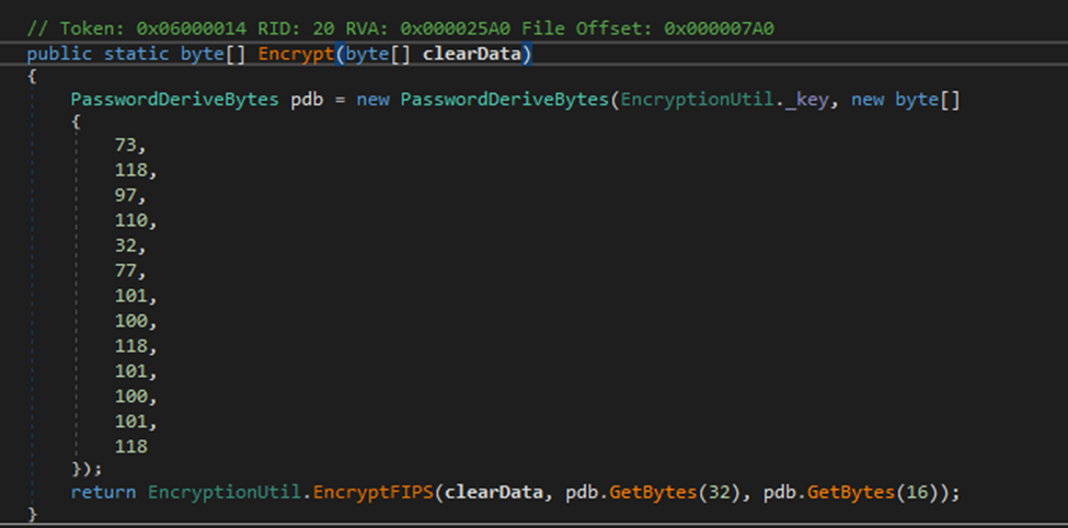 Non-FIPS encrypt function with static salt