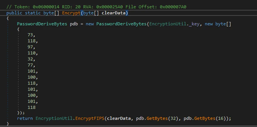 Non-FIPS encrypt function with static salt